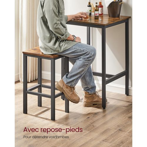 Ensemble Table De Bar Avec Tabourets, Table À Manger Avec 2 Chaises, Industriel, Marron Rustique