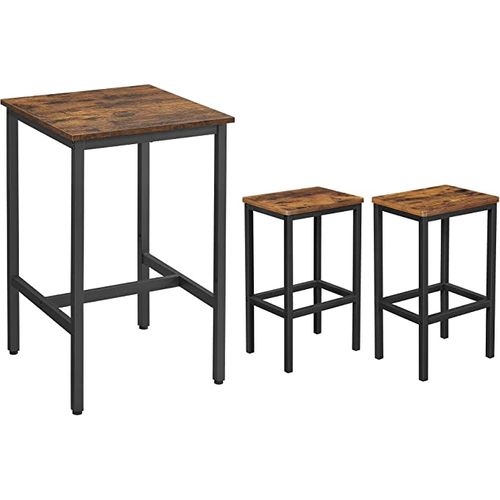 Ensemble Table De Bar Avec Tabourets, Table À Manger Avec 2 Chaises, Industriel, Marron Rustique