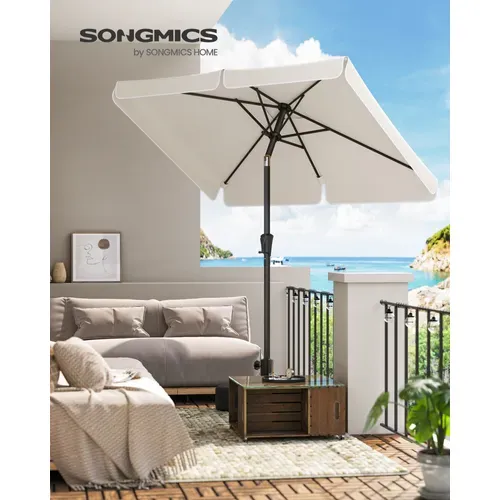 Parasol De Balcon 200 X 150 Cm, Ombrelle Rectangulaire, Protection Solaire Upf 50+, Beige