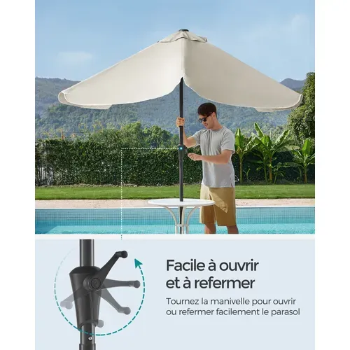 Parasol De Balcon 200 X 150 Cm, Ombrelle Rectangulaire, Protection Solaire Upf 50+, Beige
