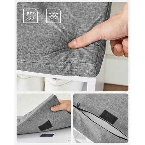 Banc Chaussures Avec 15 Compartiments, Siège Rembourré, Capacité De Charge 200 Kg, Blanc Et