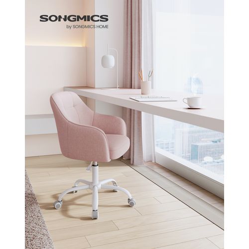Chaise De Bureau, Réglable En Hauteur, Capacité De Charge 110 Kg, Rose