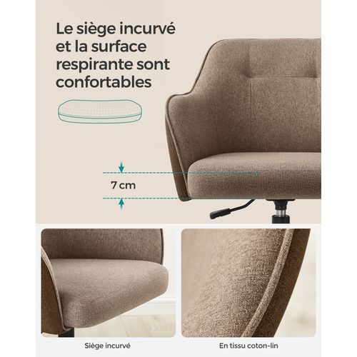 Chaise Dactylo, Réglable En Hauteur, Capacité De Charge 110 Kg, Marron