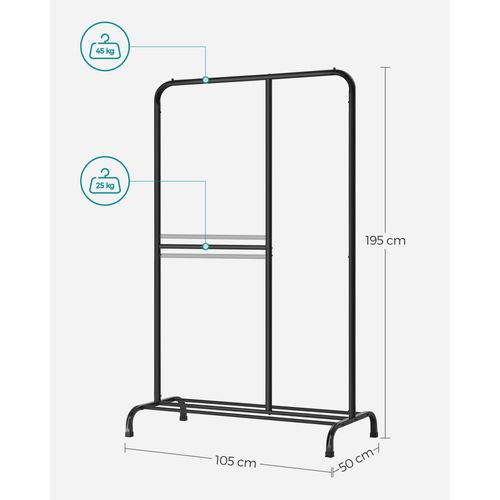 Portant À Vêtements, Porte-manteau, Penderie, Charge 100 Kg, Avec Tringle Réglable