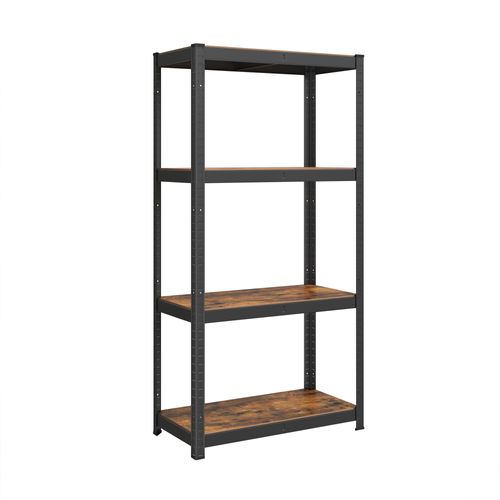 étagère De Rangement à 4 Niveaux, 40 X 80 X 160 Cm, Capacité 520 Kg, Marron Rustique Et Noir