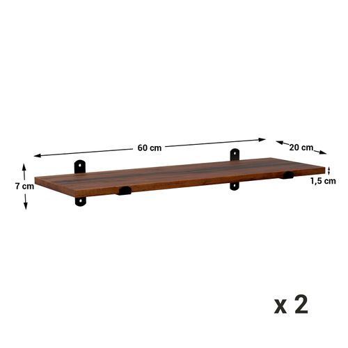 Lot De 2 Étagères Murales, Décoratives, Style Rétro, Charge Max. 15 Kg/étagère