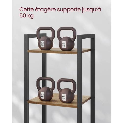 Étagère 6 Niveaux, 30 X 40 X 187,5 Cm, Style Industriel, Noisette Foncé Et Noir