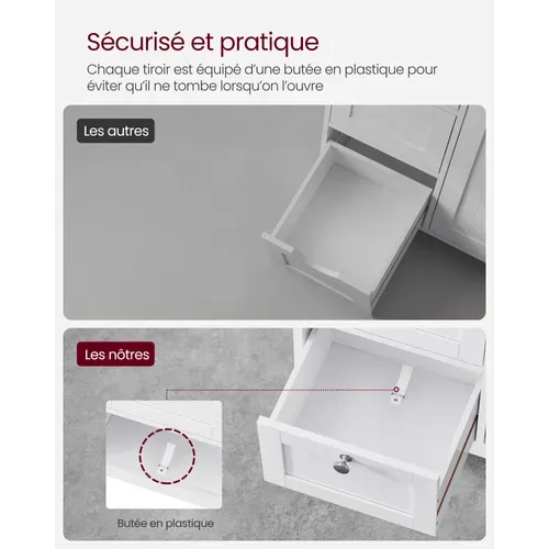 Meuble De Salle De Bain, Avec 3 Tiroirs, Étagères Réglables, 60 X 30 X 80 Cm -  Blanc