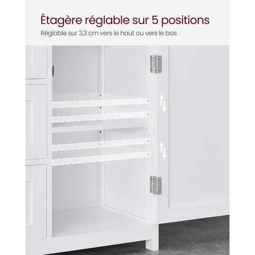 Meuble De Salle De Bain, Avec 3 Tiroirs, Étagères Réglables, 60 X 30 X 80 Cm -  Blanc