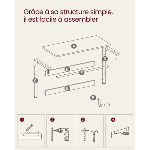 Porte-manteau Mural, Barre De Suspension, Pour Entrée, Chambre, Marron Rustique Et Noir