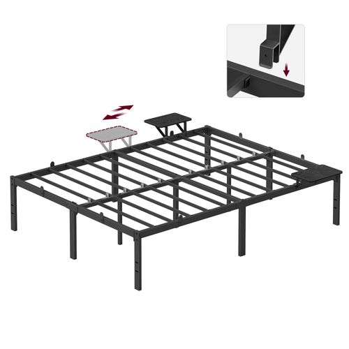 Lit Adulte 140x190 Cm En Métal, Noir Classique