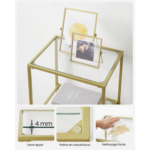 étagère En Verre 6 Niveaux, Bibliothèque, Présentoir, Verre Trempé, Montage Facile, Doré