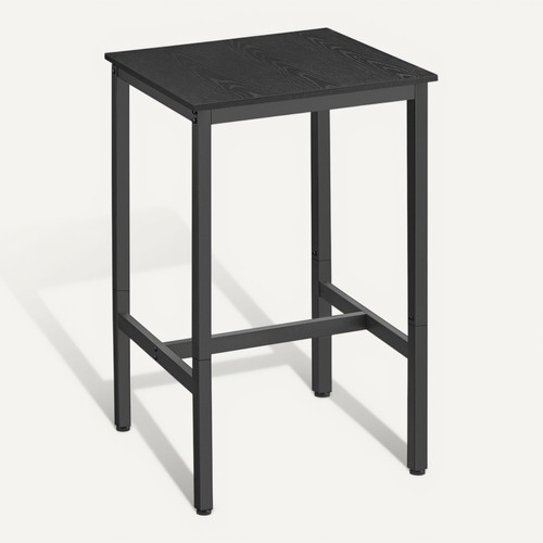 Table Haute, Table De Bar Carrée, Cadre En Acier, 60 X 60 X 92 Cm, ébène Noir Et Noir