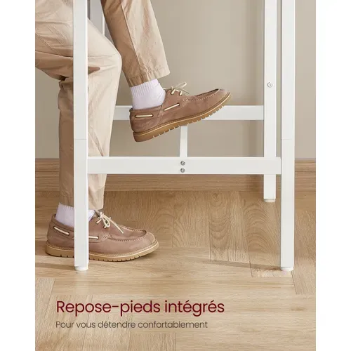 Table Haute, Table De Bar Carrée, Cadre En Acier, 60 X 60 X 92 Cm, Couleur Chêne Et Blanc