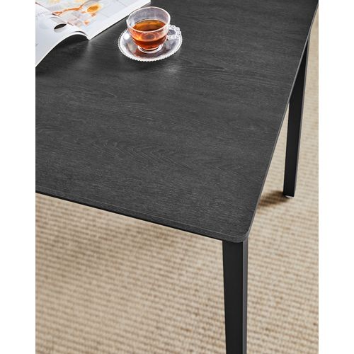 Table à Manger Avec 2 Bancs, Ensemble De 3 Meubles, Cadre En Acier, Noir Cendré Et Noir D'encre