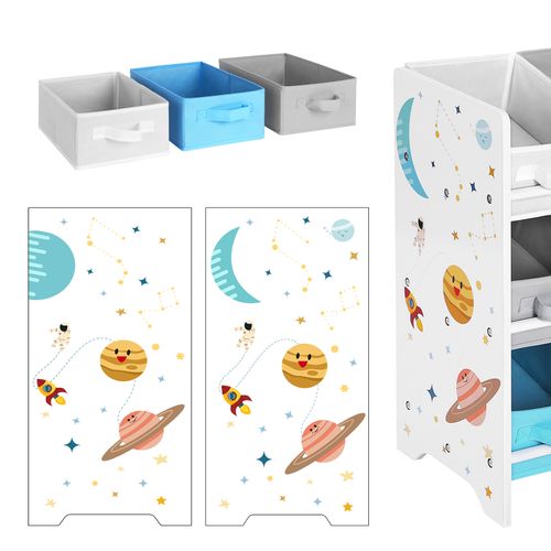 étagère De Rangement Enfant Pour Jouets Et Livres, 9 Boîtes Amovibles 62,5 X 29,5 X 60 Cm, Blanc