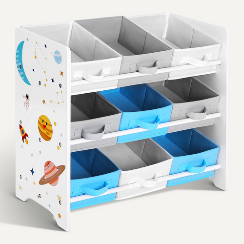 étagère De Rangement Enfant Pour Jouets Et Livres, 9 Boîtes Amovibles 62,5 X 29,5 X 60 Cm, Blanc