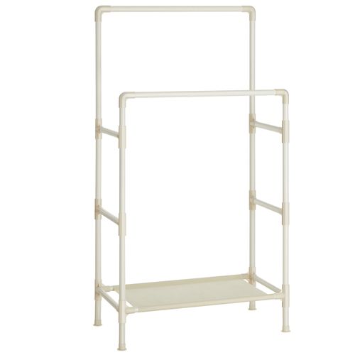 Portant à Vêtements Double Barre En Métal, Avec Étagère à 2 Niveaux, Charge 55 Kg