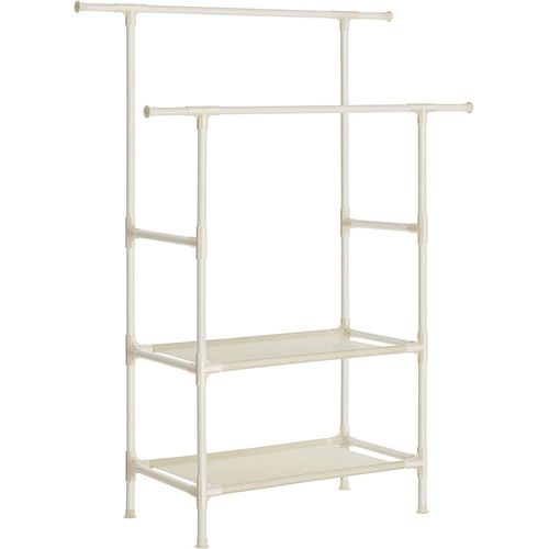 Portant à Vêtements Double Barre, En Métal, Avec Étagère De Rangement à 2 Niveaux