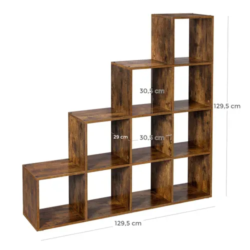 Bibliothèque, étagère Escalier, Cloison Séparateur, Meuble De Rangement, 10 Compartiments