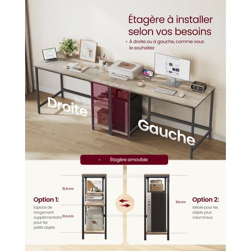 Bureau Informatique, Table D’étude, Avec étagère à 2 Niveaux à Gauche Ou à Droit