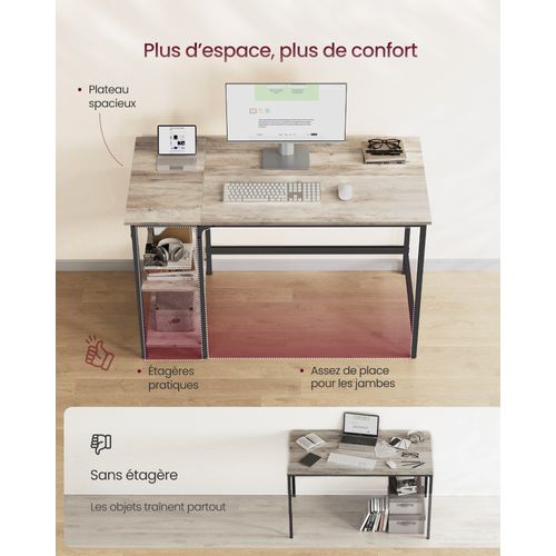 Bureau Informatique, Table D’étude, Avec étagère à 2 Niveaux à Gauche Ou à Droit
