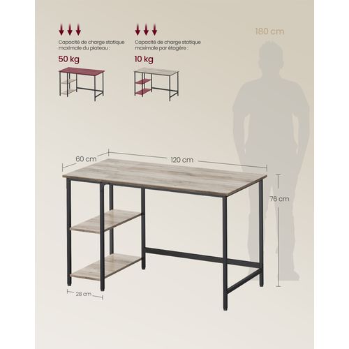 Bureau Informatique, Table D’étude, Avec étagère à 2 Niveaux à Gauche Ou à Droit