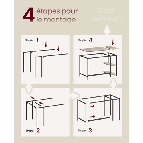 Bureau Informatique, Table D’étude, Avec étagère à 2 Niveaux à Gauche Ou à Droit