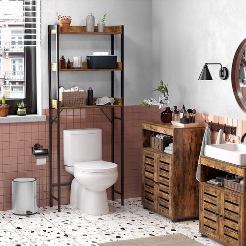 Étagère De Toilettes, Étagère Wc, à 3 Niveaux, Style Industriel, 63 X 25 X 165 Cm