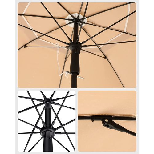 Parasol De Jardin D. 2 M, Ombrelle, Protection Upf 50+, Inclinable, Portable, Résistant Au Vent