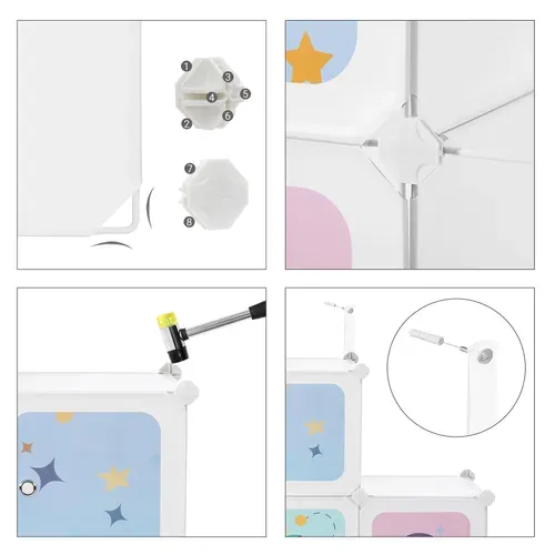 Meuble De Rangement Enfant 15 Cubes, Armoire Modulable, En Plastique, Blanc