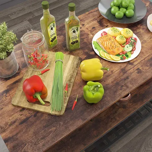 Desserte De Cuisine à 3 Étagères,avec Plan De Travail,structure En Acier,marron