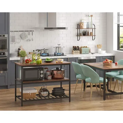 Desserte De Cuisine à 3 Étagères,avec Plan De Travail,structure En Acier,marron