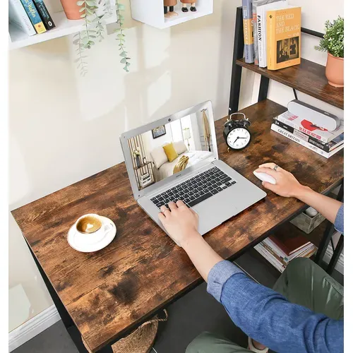 Bureau Informatique, Longueur 120 Cm, Avec Étagères à Gauche Ou à Droite, Style Industriel