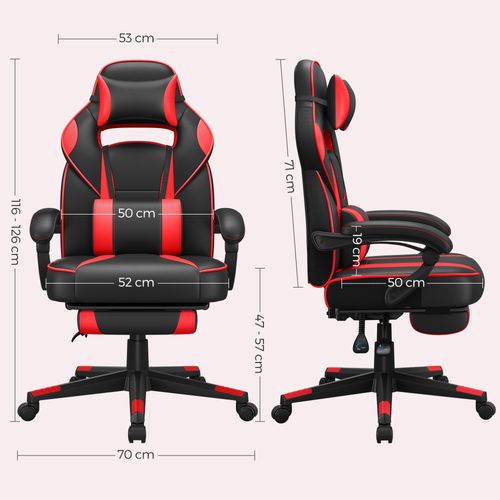 Fauteuil Gamer, Chaise Gaming, Siège De Bureau Réglable, Avec Repose-pieds Télescopique