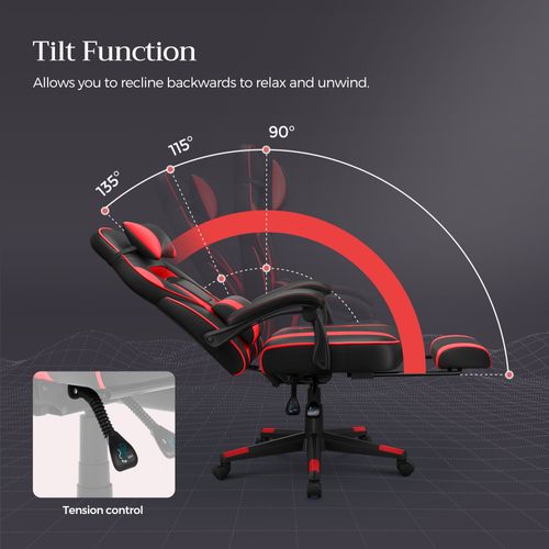 Fauteuil Gamer, Chaise Gaming, Siège De Bureau Réglable, Avec Repose-pieds Télescopique