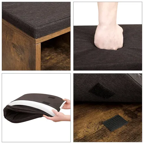 Banc à Chaussures 10 Compartiments, Avec Coussin, 104 X 30 X 48 Cm, Style Industriel