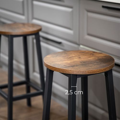 Tabouret De Bar, Lot De 2, Hauteur 65 Cm, Style Industriel, Marron Rustique