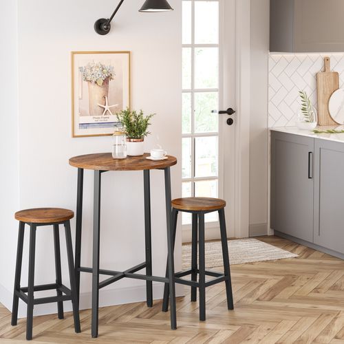 Tabouret De Bar, Lot De 2, Hauteur 65 Cm, Style Industriel, Marron Rustique