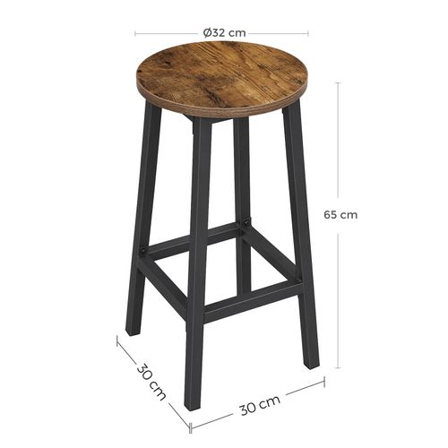 Tabouret De Bar, Lot De 2, Hauteur 65 Cm, Style Industriel, Marron Rustique
