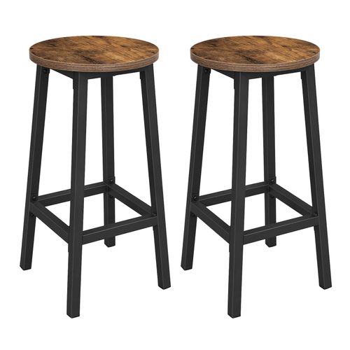 Tabouret De Bar, Lot De 2, Hauteur 65 Cm, Style Industriel, Marron Rustique