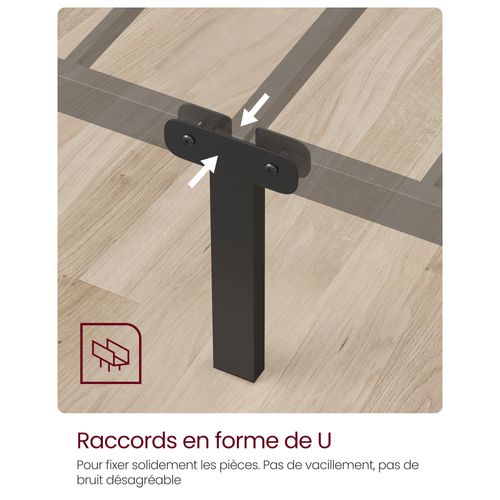 Lit 90 X 190 Cm, Cadre De Lit En Métal, Pour Adultes, Enfants, Pas Besoin De Sommier