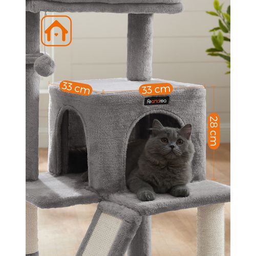 Arbre à Chat, Tour De Jeux, Hauteur De 96cm，grand Plate-forme, Gris Clair