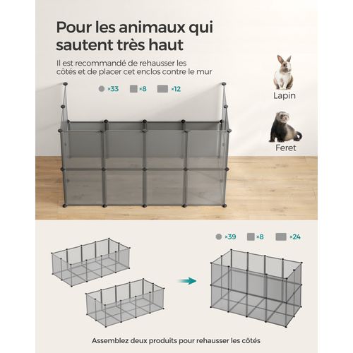 Enclos Pour Petits Animaux, Cage Pour Cochon D’inde, Hamster, Lapin, Rongeur,   Gris