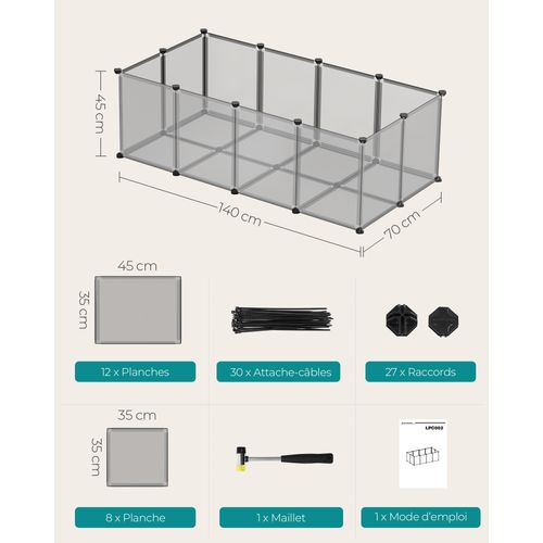 Enclos Pour Petits Animaux, Cage Pour Cochon D’inde, Hamster, Lapin, Rongeur,   Gris