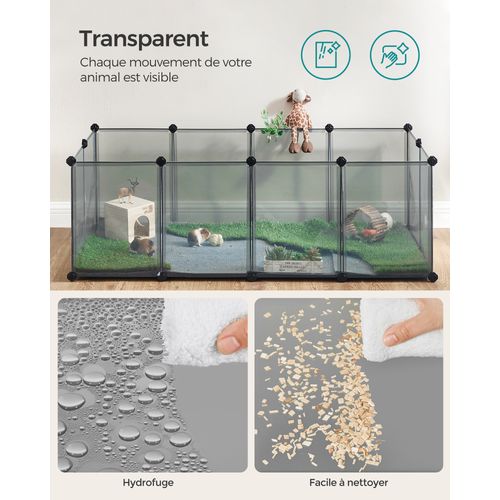 Enclos Pour Petits Animaux, Cage Pour Cochon D’inde, Hamster, Lapin, Rongeur,   Gris
