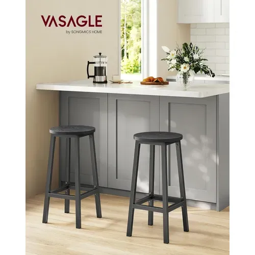 Tabouret De Bar, Lot De 4, Chaise De Cuisine, Siège Haut, Pour Cuisine, Salon, Salle à Manger, Noir