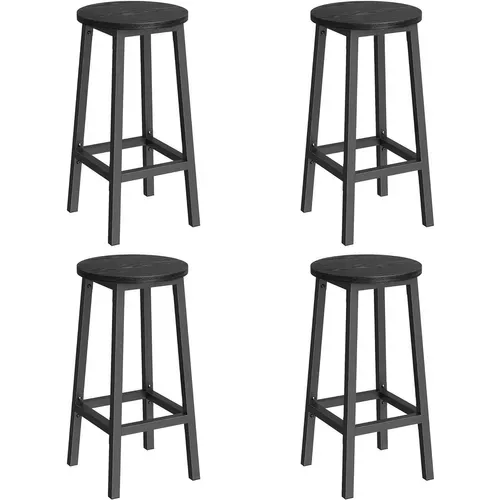 Tabouret De Bar, Lot De 4, Chaise De Cuisine, Siège Haut, Pour Cuisine, Salon, Salle à Manger, Noir
