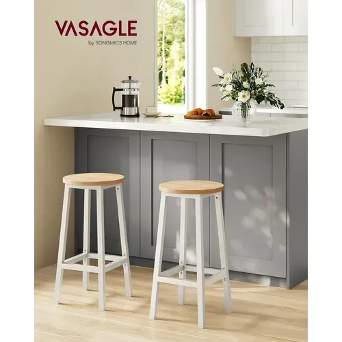 Tabouret De Bar, Lot De 4, Chaise De Cuisine, Siège Haut,  Pour Cuisine, Salle à Manger, Blanc