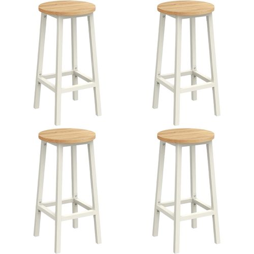 Tabouret De Bar, Lot De 4, Chaise De Cuisine, Siège Haut,  Pour Cuisine, Salle à Manger, Blanc